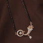 Women's 18k Rose Gold Plated Traditional American Diamond Pendant with Black Bead Chain Mangalsutra for Women