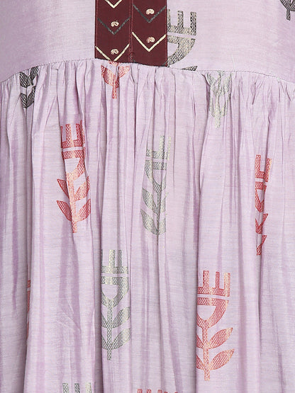 Women's Grey Color Muslin Floral A-Line Digital Printed Kurta Pant Set