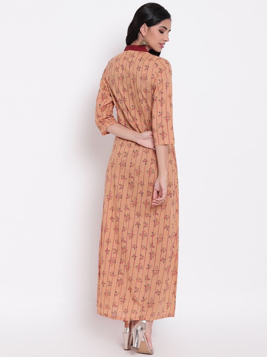 Women's High Low Grey Embroidered Cotton Kurta