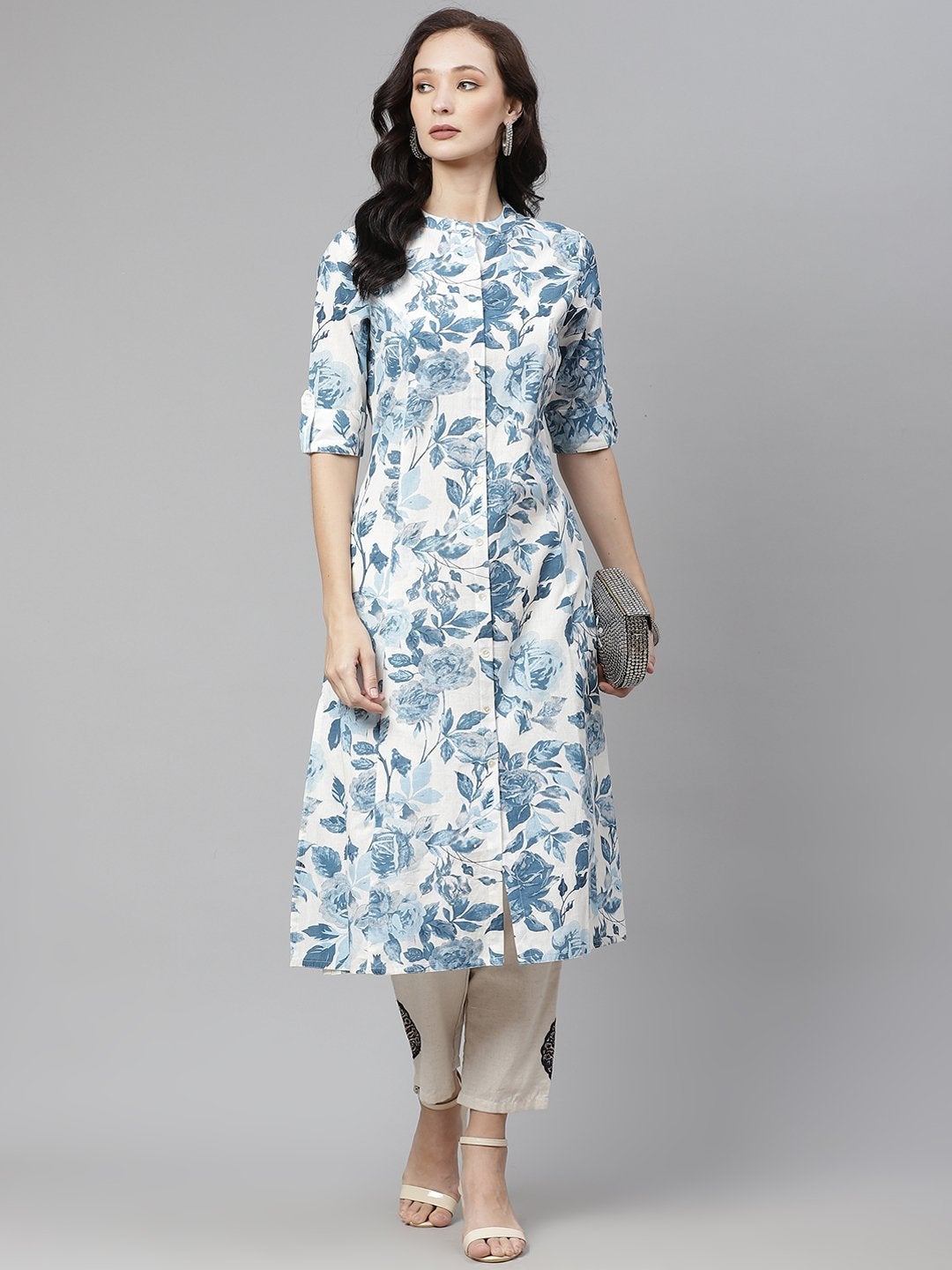 Women's Floral Print Cotton Kurta