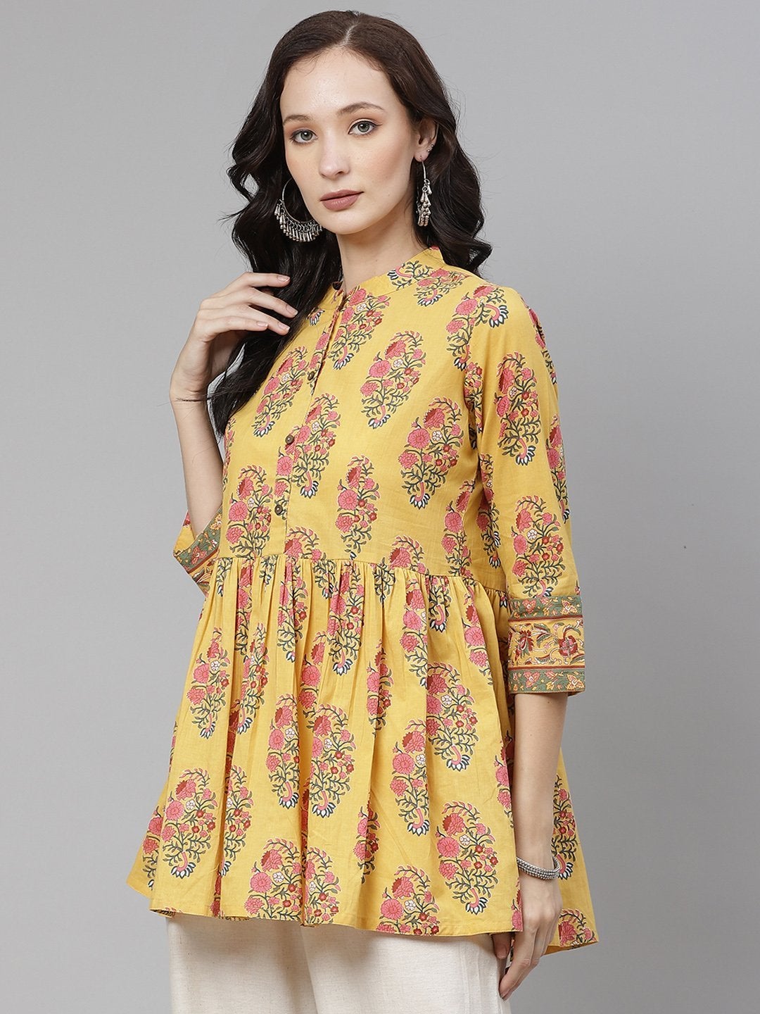 Women's Mustard Floral Print Top