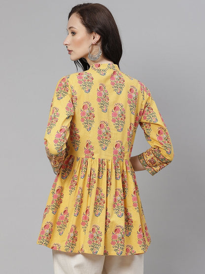 Women's Mustard Floral Print Top