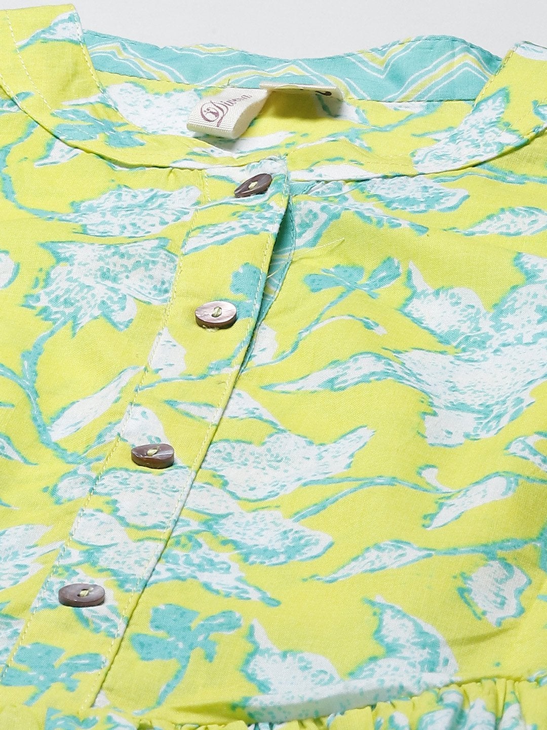 Women's Lemon Yellow Printed Short Top