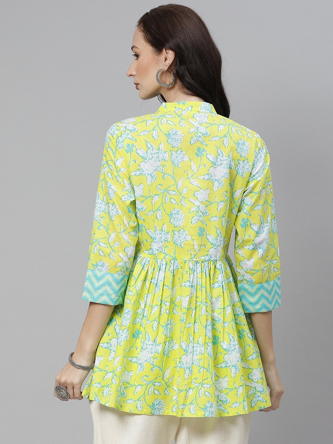 Women's Lemon Yellow Printed Short Top