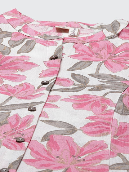Women's Floral Print A-line Cotton Kurta