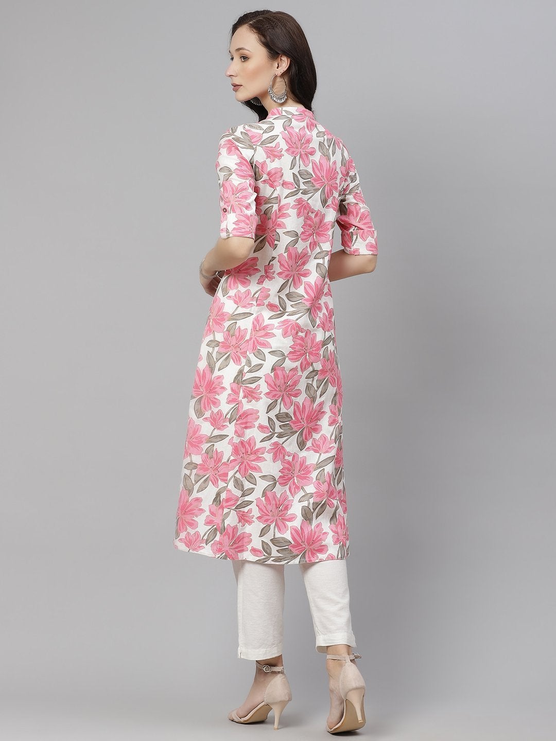 Women's Floral Print A-line Cotton Kurta