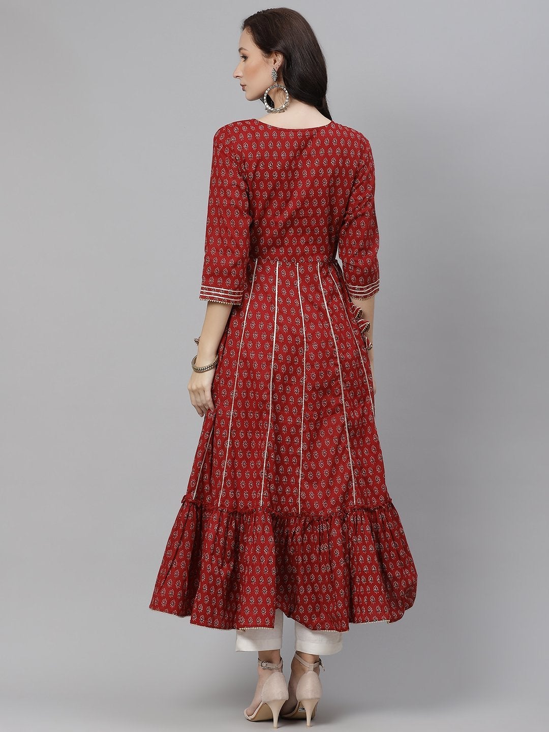 Women's Maroon Flared Kurta