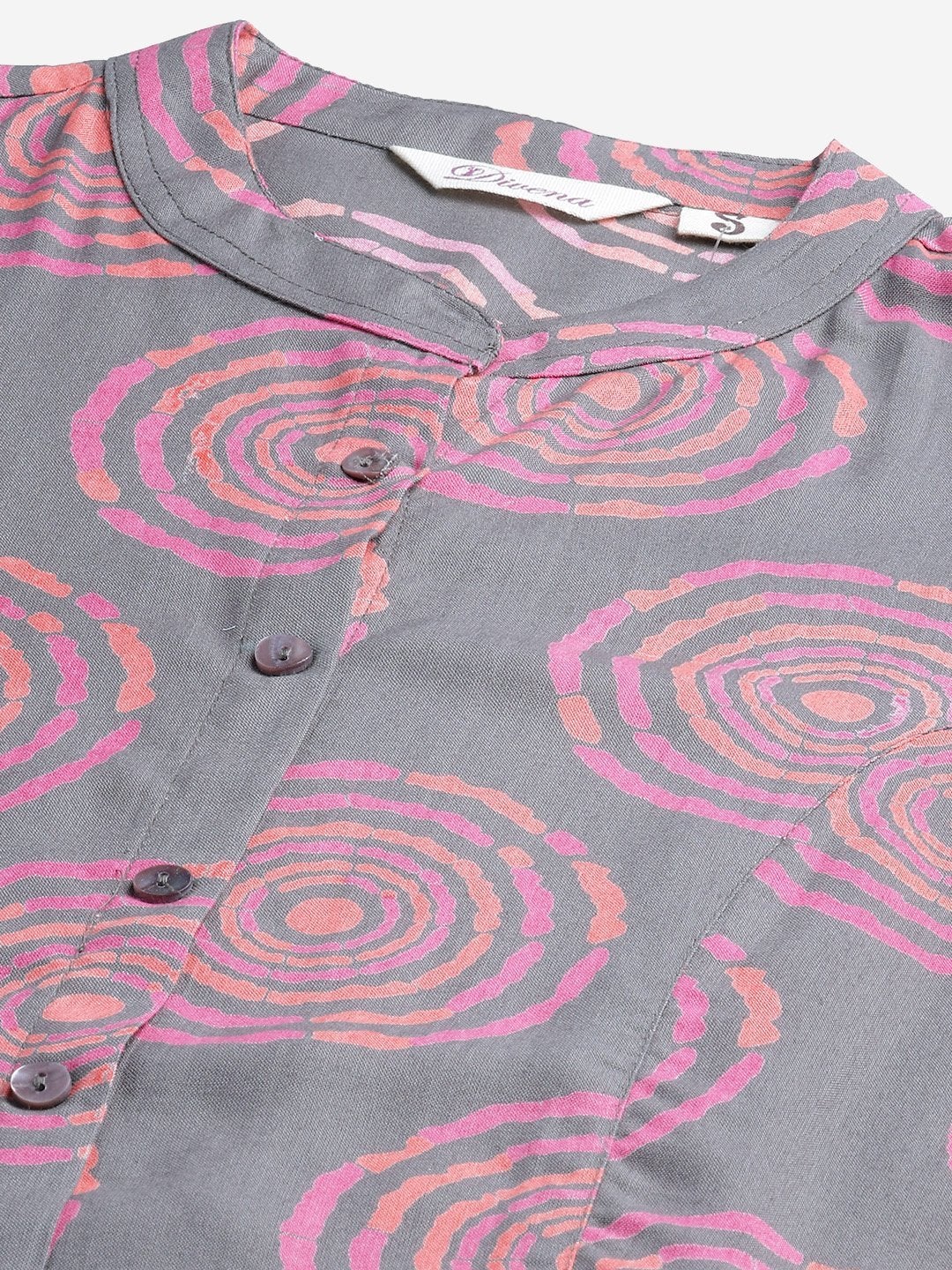Women's Grey Spiral Rayon Print Top