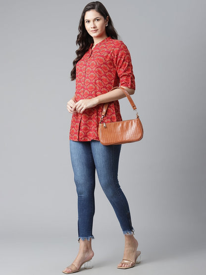 Women's Rayon Maroon Printed Top