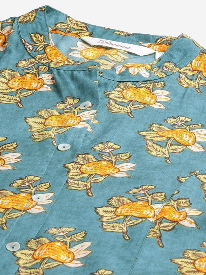 Women's Sea Green  Rayon Printed Top