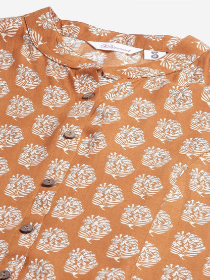 Women's Mustard Rayon Printed Top