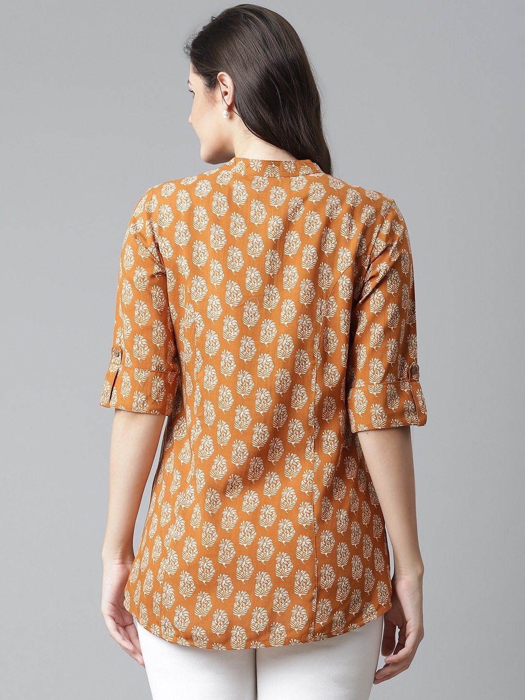 Women's Mustard Rayon Printed Top