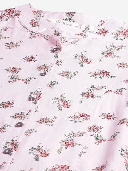 Women's Pink Rayon Printed Top