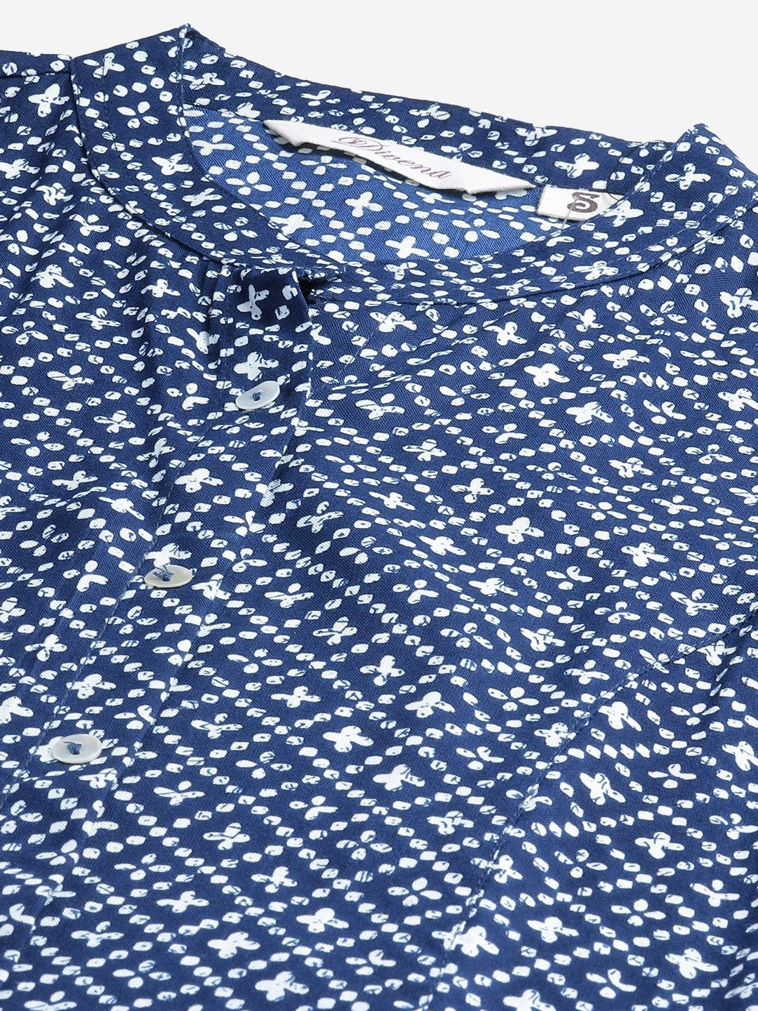 Women's Blue Rayon Printed Top