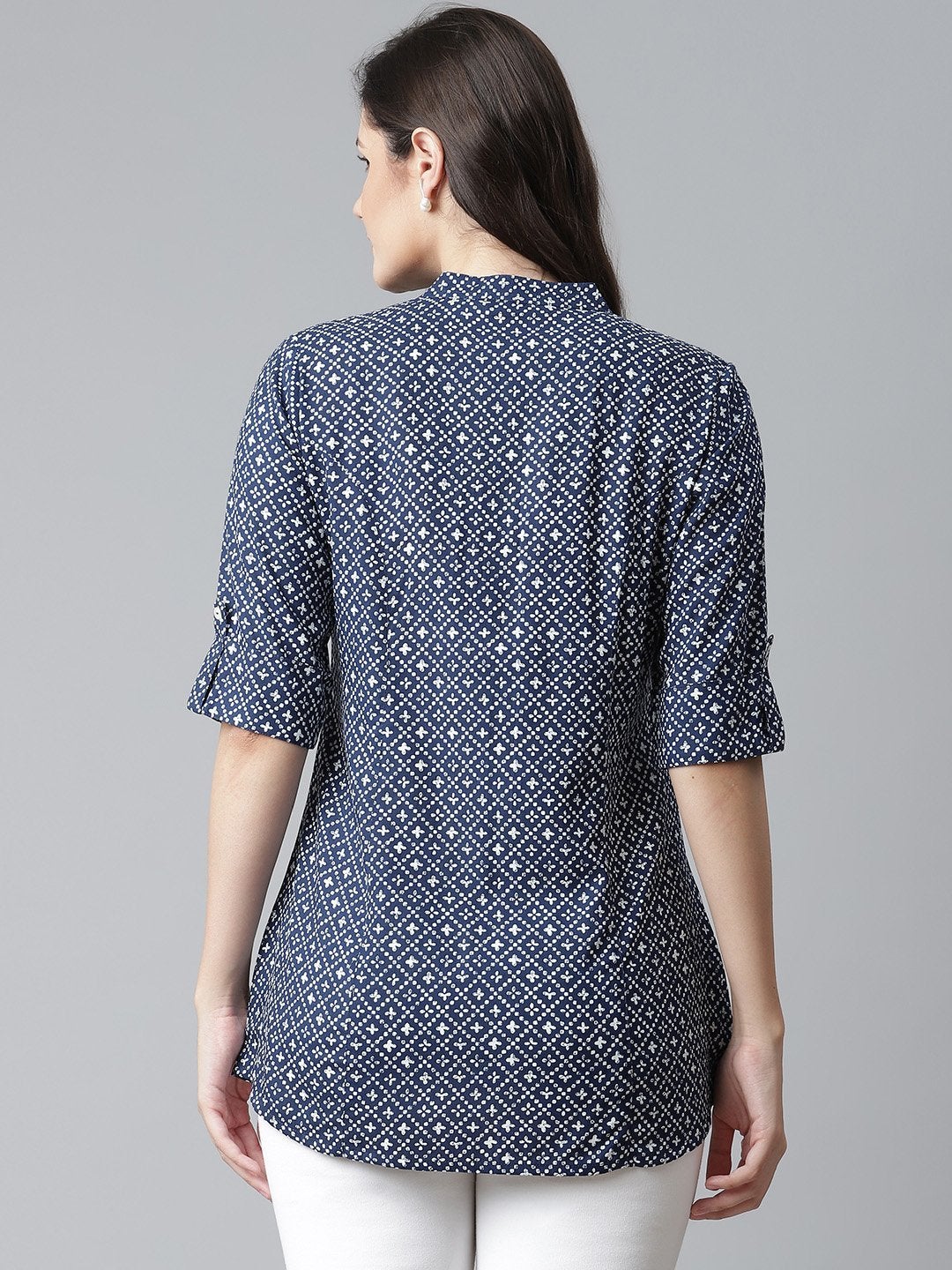 Women's Blue Rayon Printed Top