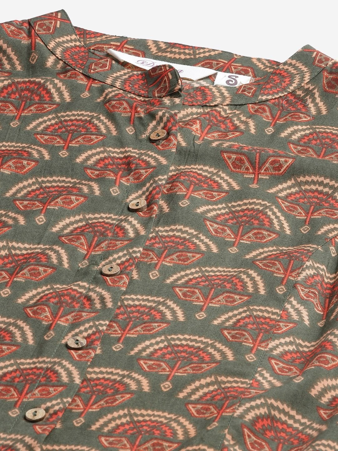 Women's Green Rayon Printed  Top