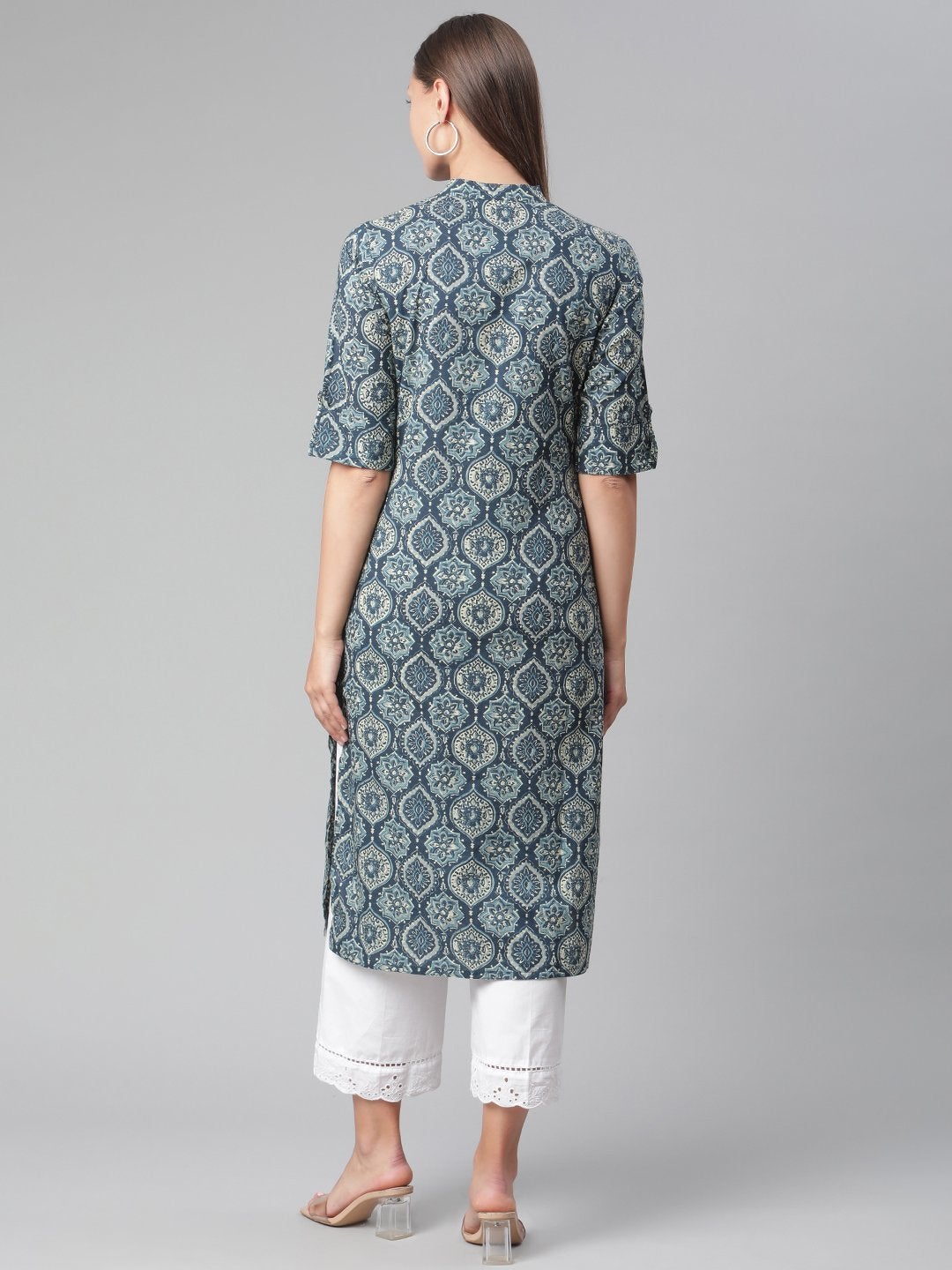 Women's Indigo Cotton Straight Kurta