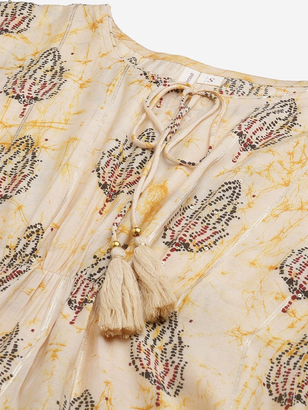 Women's Light Yellow Rayon Kaftan Pant Set