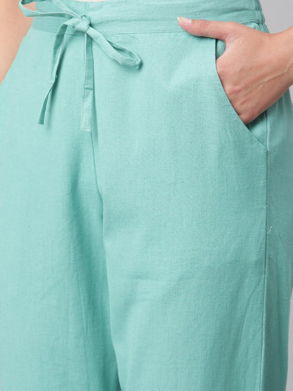 Women's Turquoise green Rayon kaftan Pant set