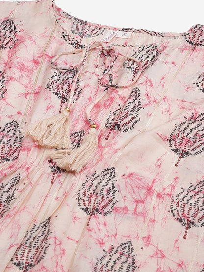 Women's Pink Rayon Kaftan Pant Set