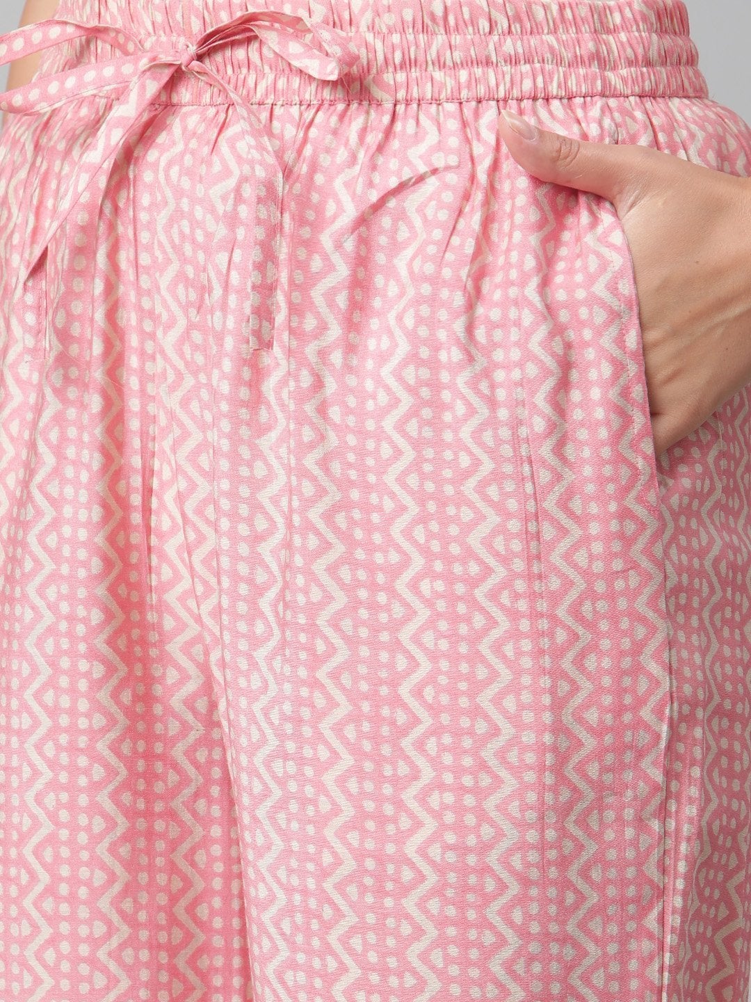 Women's Pink Rayon Kaftan Pant Set