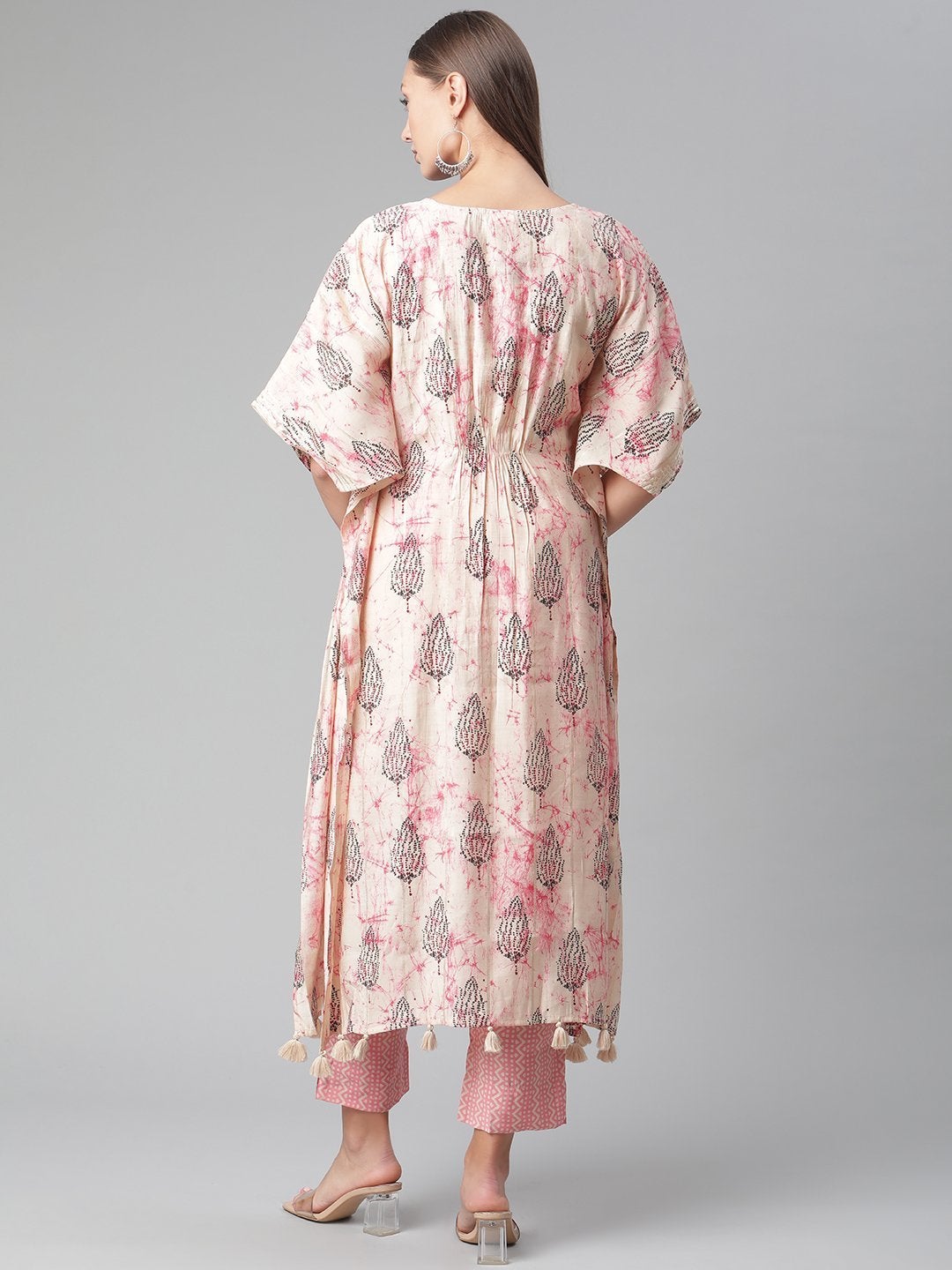 Women's Pink Rayon Kaftan Pant Set