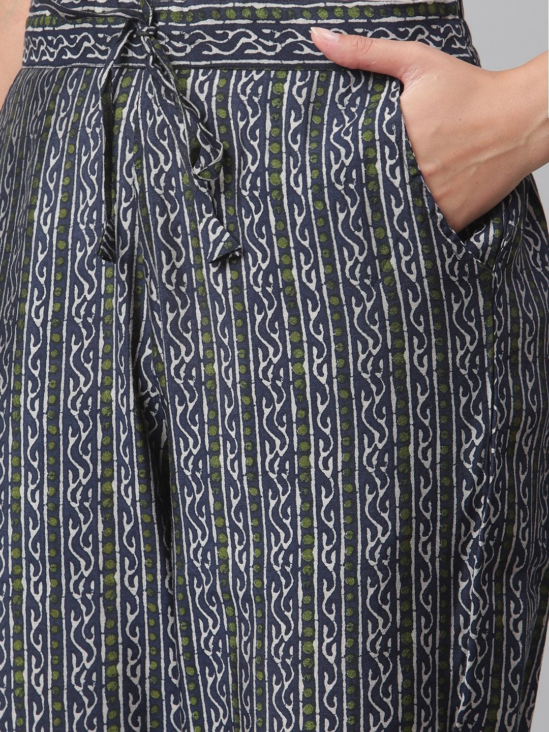 Women's Blue Rayon Kaftan Pant Set