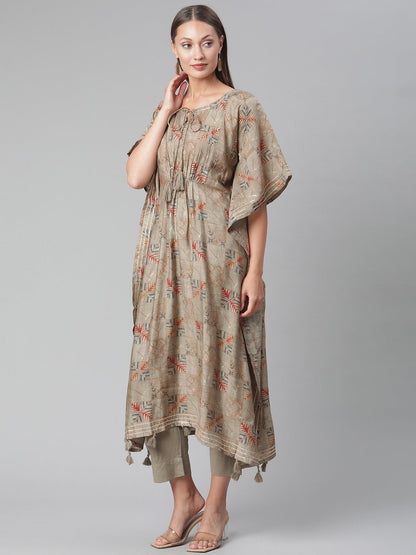 Women's Grey Rayon Kaftan Pant Set