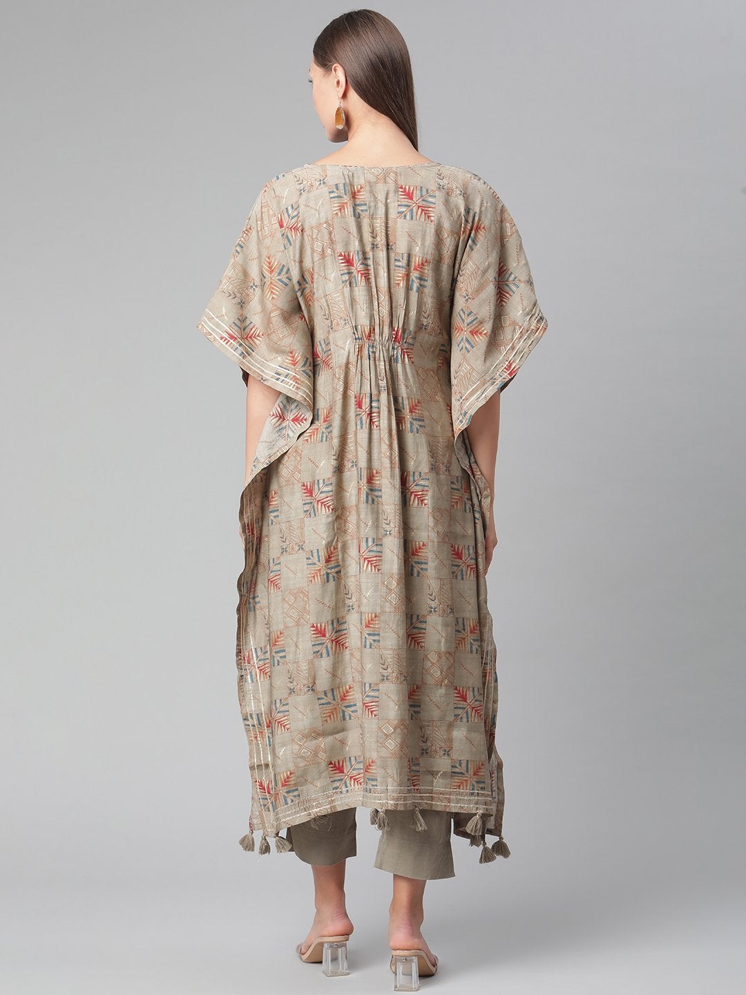 Women's Grey Rayon Kaftan Pant Set