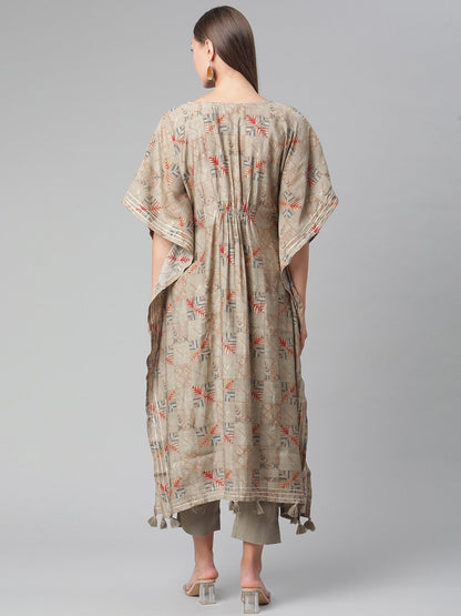 Women's Grey Rayon Kaftan Pant Set