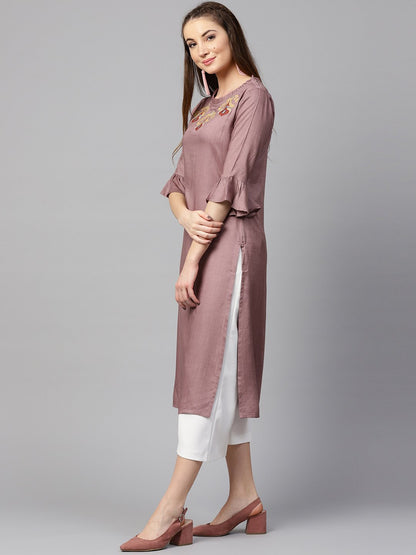Women's Mauve Straight Kurta