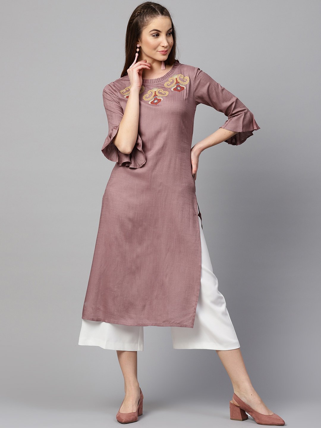 Women's Mauve Straight Kurta