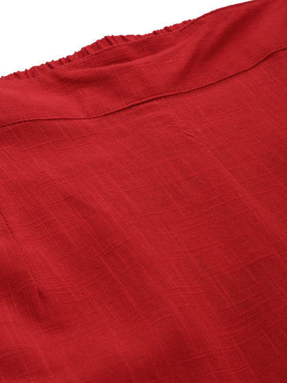 Women's Red Cotton Trouser