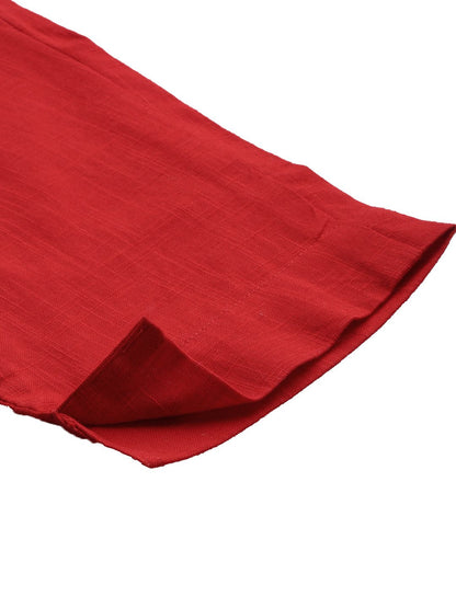 Women's Red Cotton Trouser