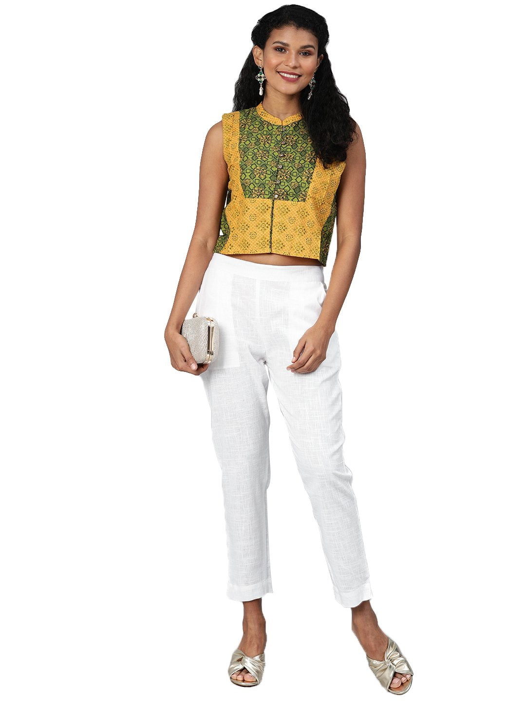 Women's White Cotton Trouser