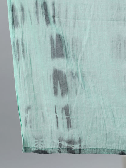 Women's Green & Grey Ombre Printed A-Line Kurta With Pant & Dupatta Set