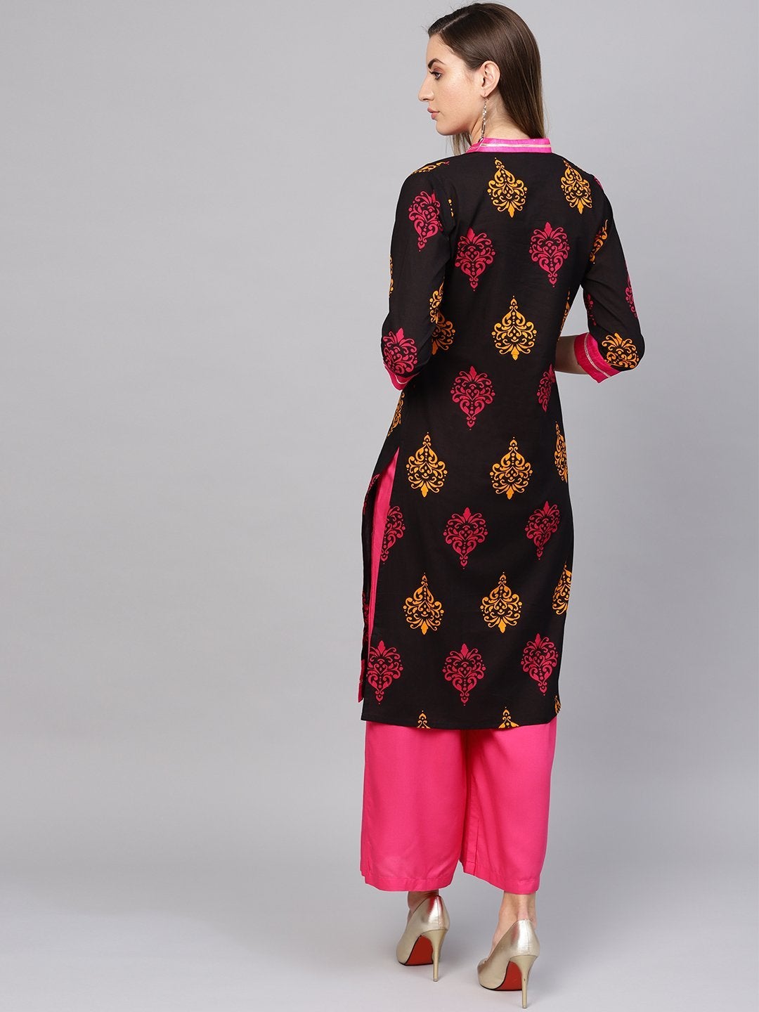 Women's Printed Black cotton Kurti