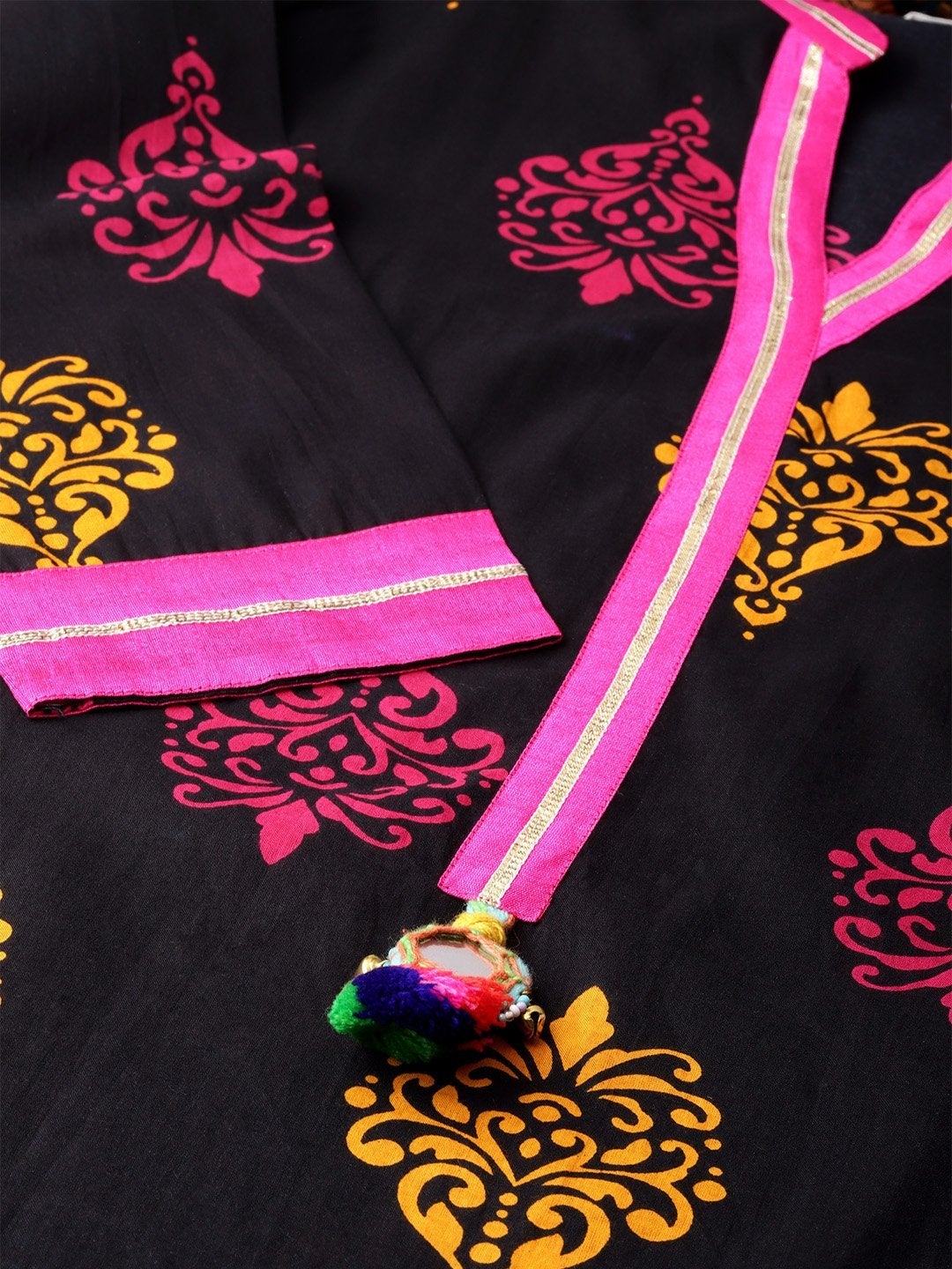 Women's Printed Black cotton Kurti