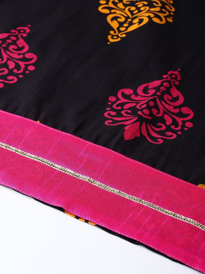 Women's Printed Black cotton Kurti