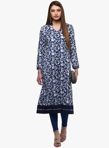 Women's Indigo Blue Front Open Kurti