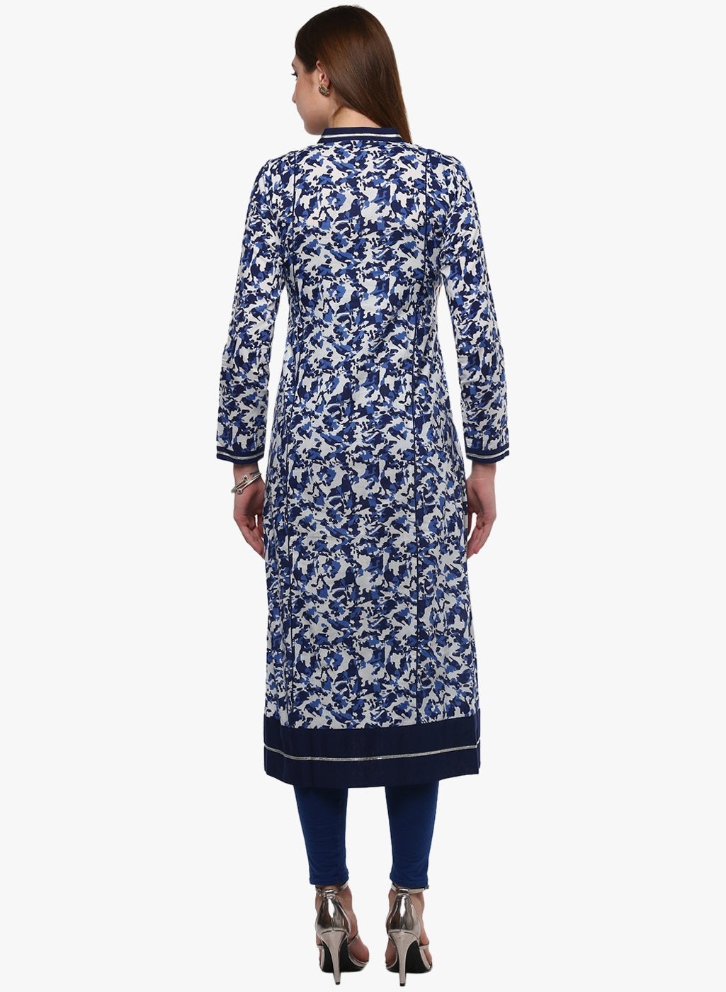 Women's Indigo Blue Front Open Kurti