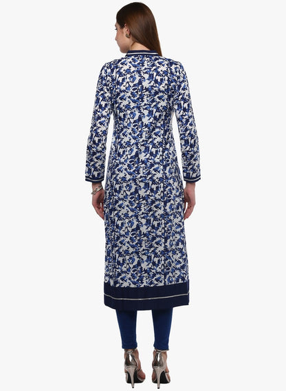Women's Indigo Blue Front Open Kurti