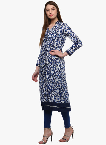 Women's Indigo Blue Front Open Kurti