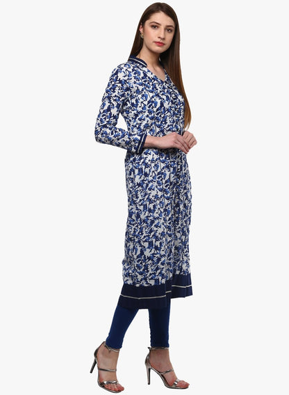 Women's Indigo Blue Front Open Kurti