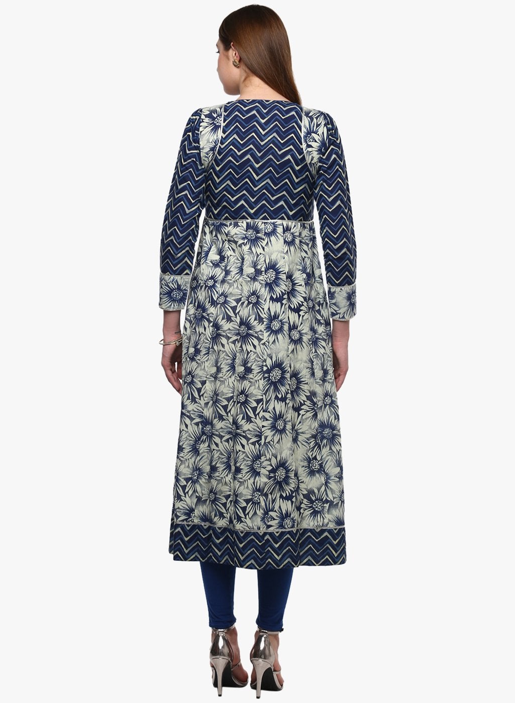 Women's Indigo Printed Anarkali
