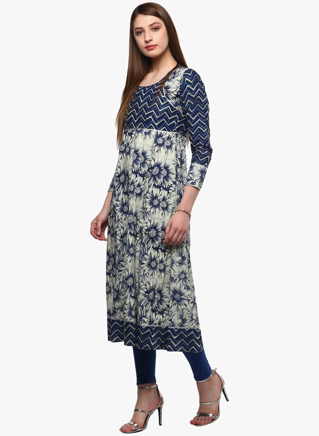 Women's Indigo Printed Anarkali