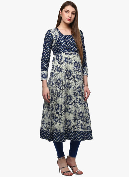 Women's Indigo Printed Anarkali