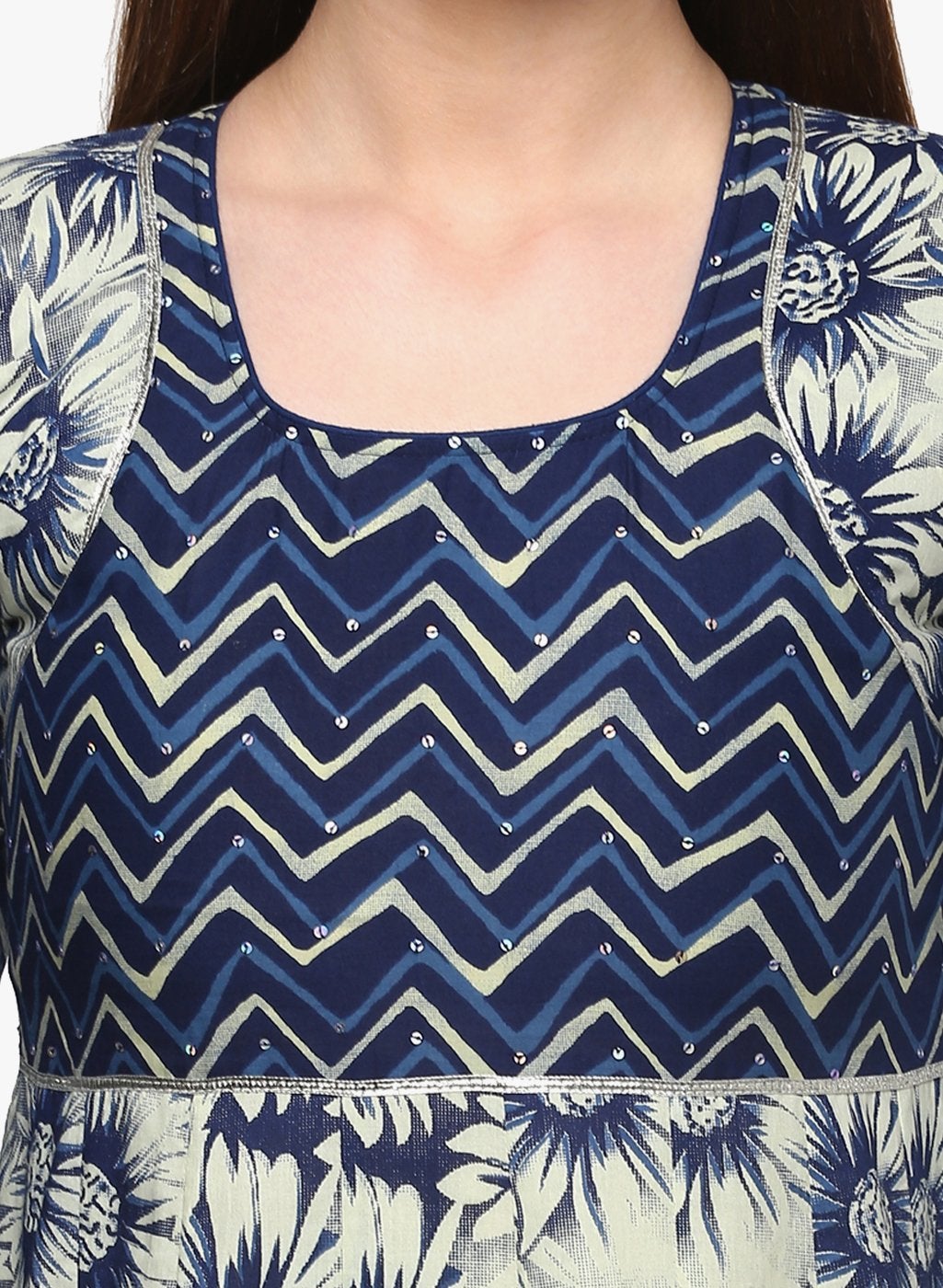 Women's Indigo Printed Anarkali