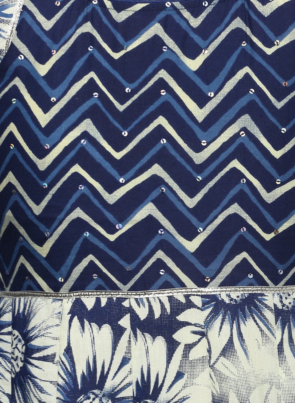 Women's Indigo Printed Anarkali