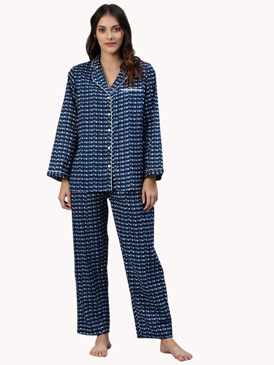 Women's Blue Printed Nightsuit